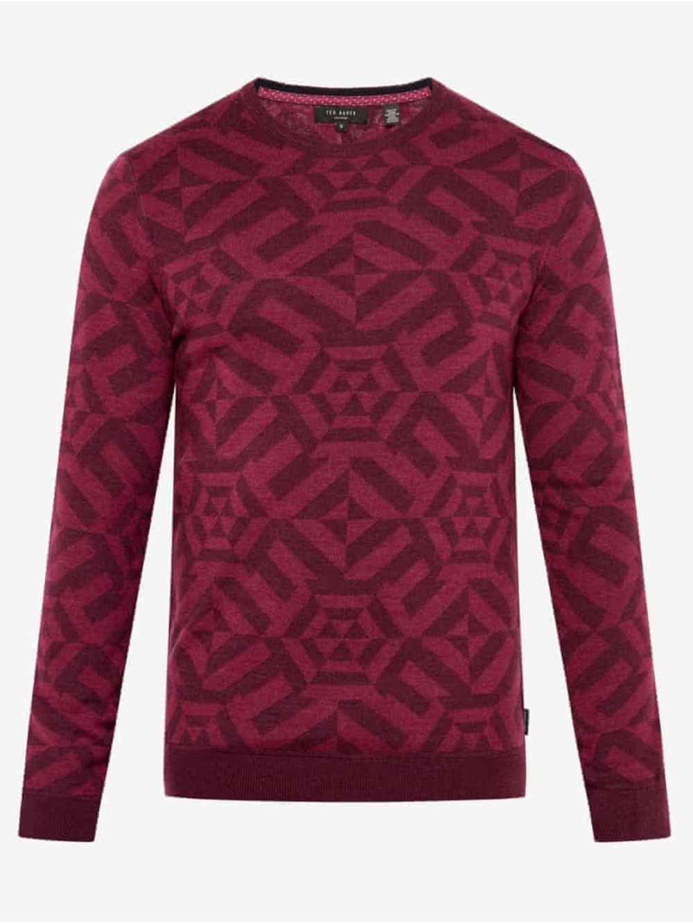 Ted Baker Burgundy Geometric Crewneck Sweater Men's Size M